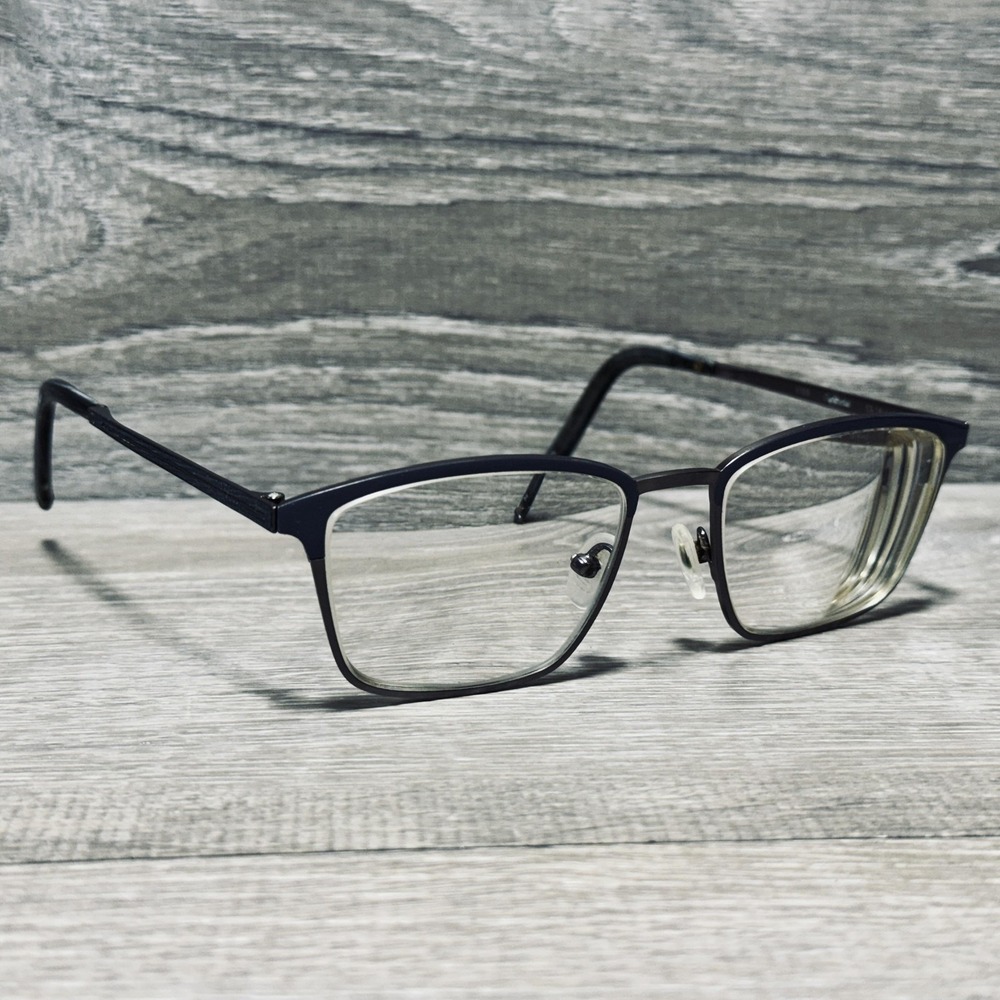 John Varvatos V165‎ Eyeglass Frames Mens 53-18-145 Gunmetal Gray Leather Classic